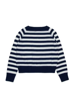 Knitwear>MAX&Co. Wool crew-neck pullover with stripes navy dark blue