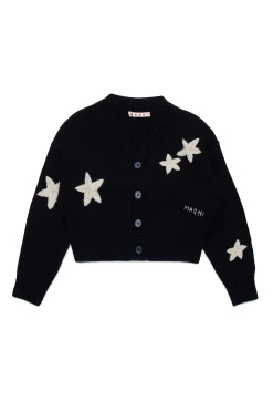 Knitwear>MARNI Wool-blend cardigan with stars black