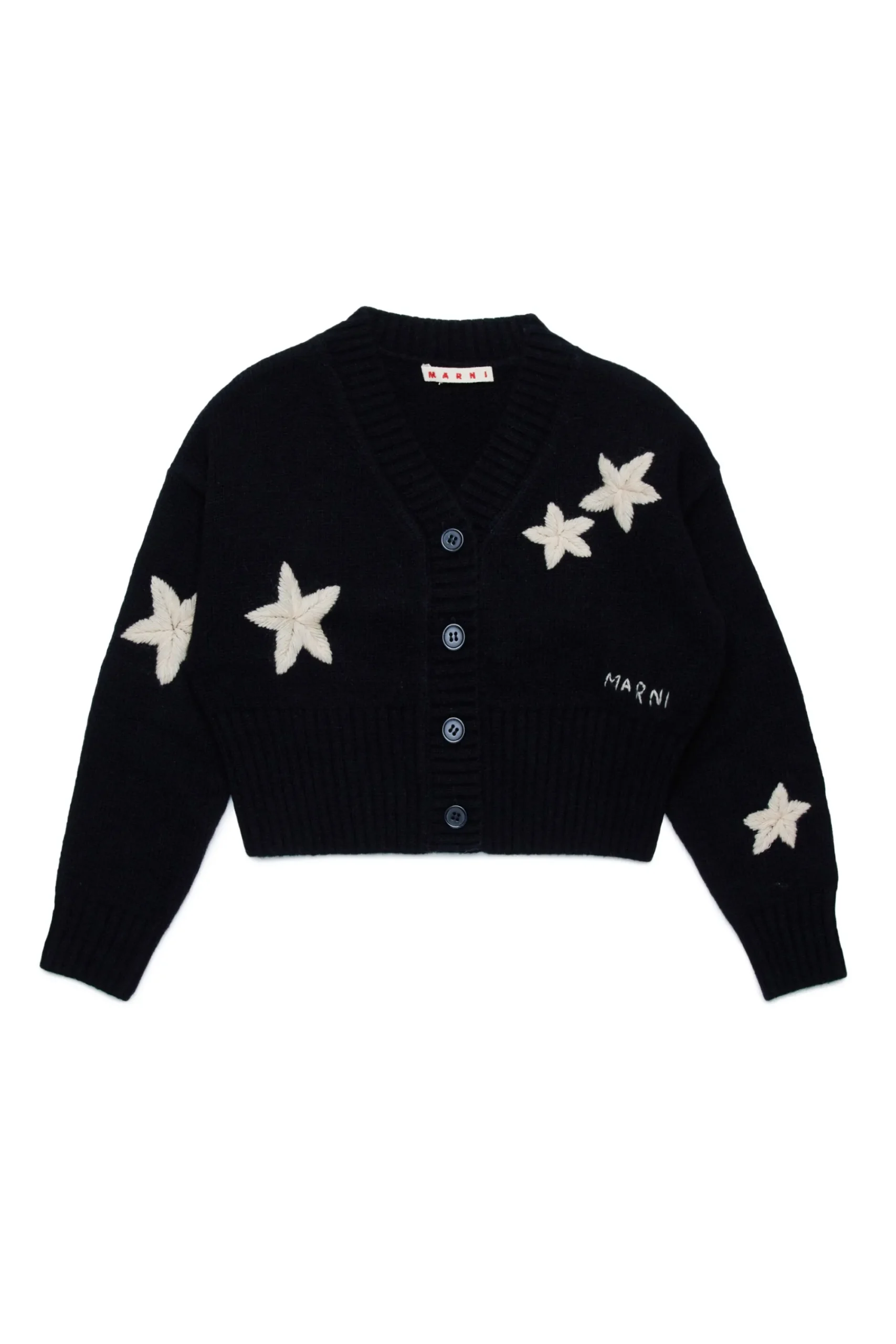Knitwear>MARNI Wool-blend cardigan with stars black