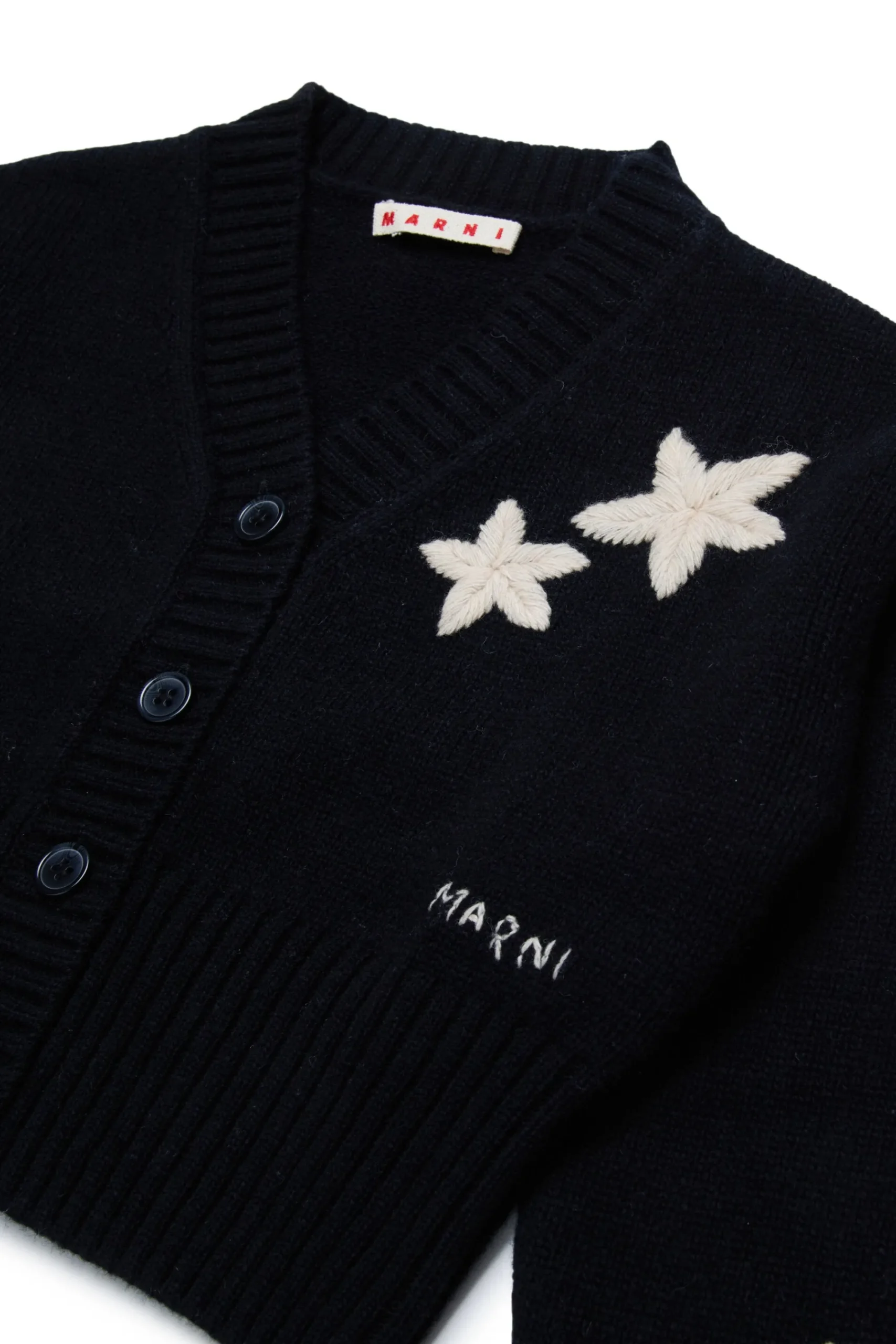Knitwear>MARNI Wool-blend cardigan with stars black