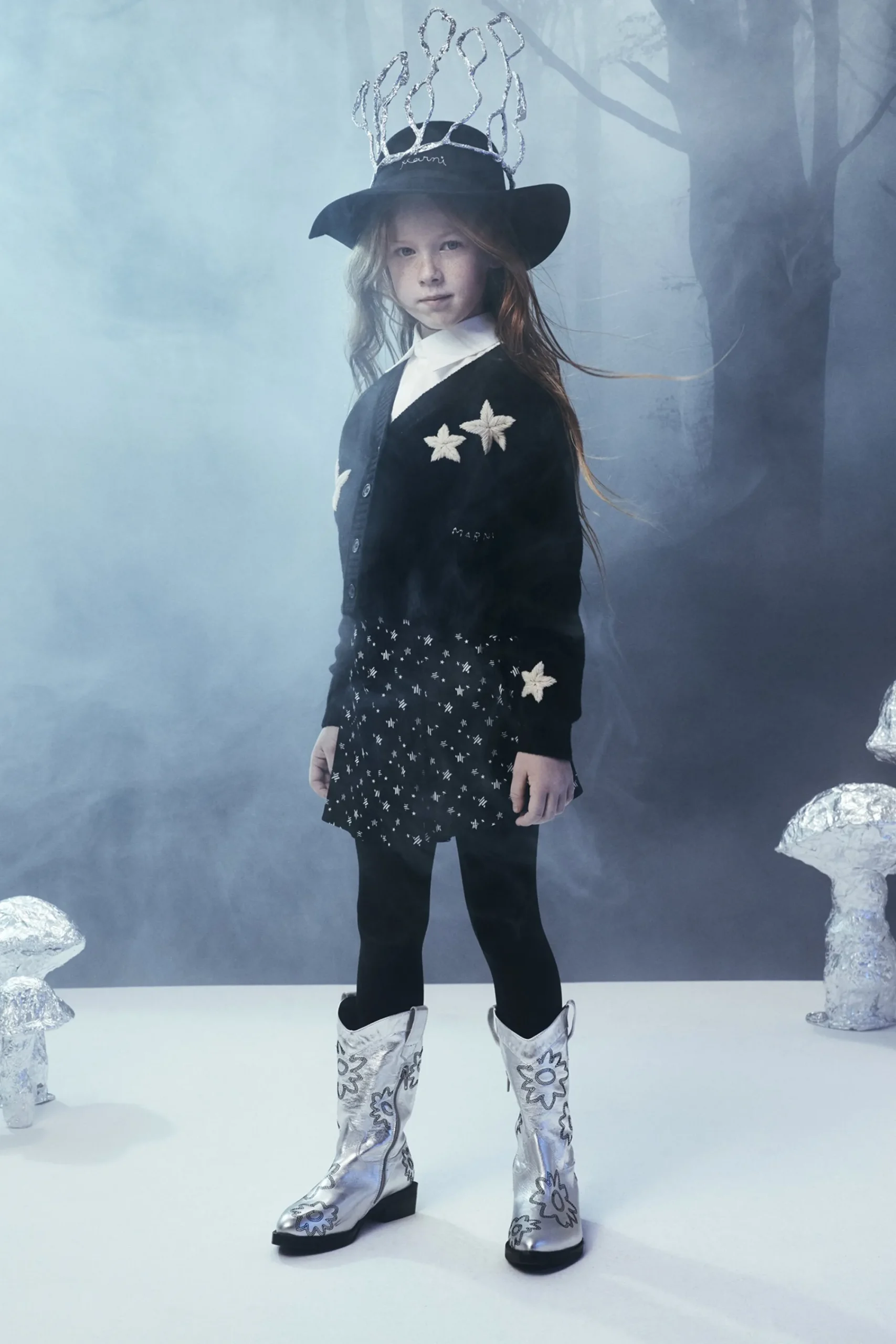 Knitwear>MARNI Wool-blend cardigan with stars black