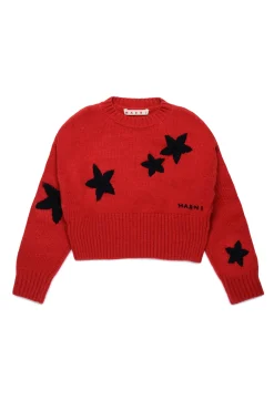 Knitwear>MARNI Wool-blend pullover with stars red