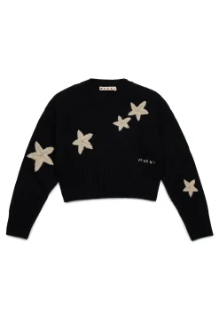 Knitwear>MARNI Wool-blend pullover with stars black