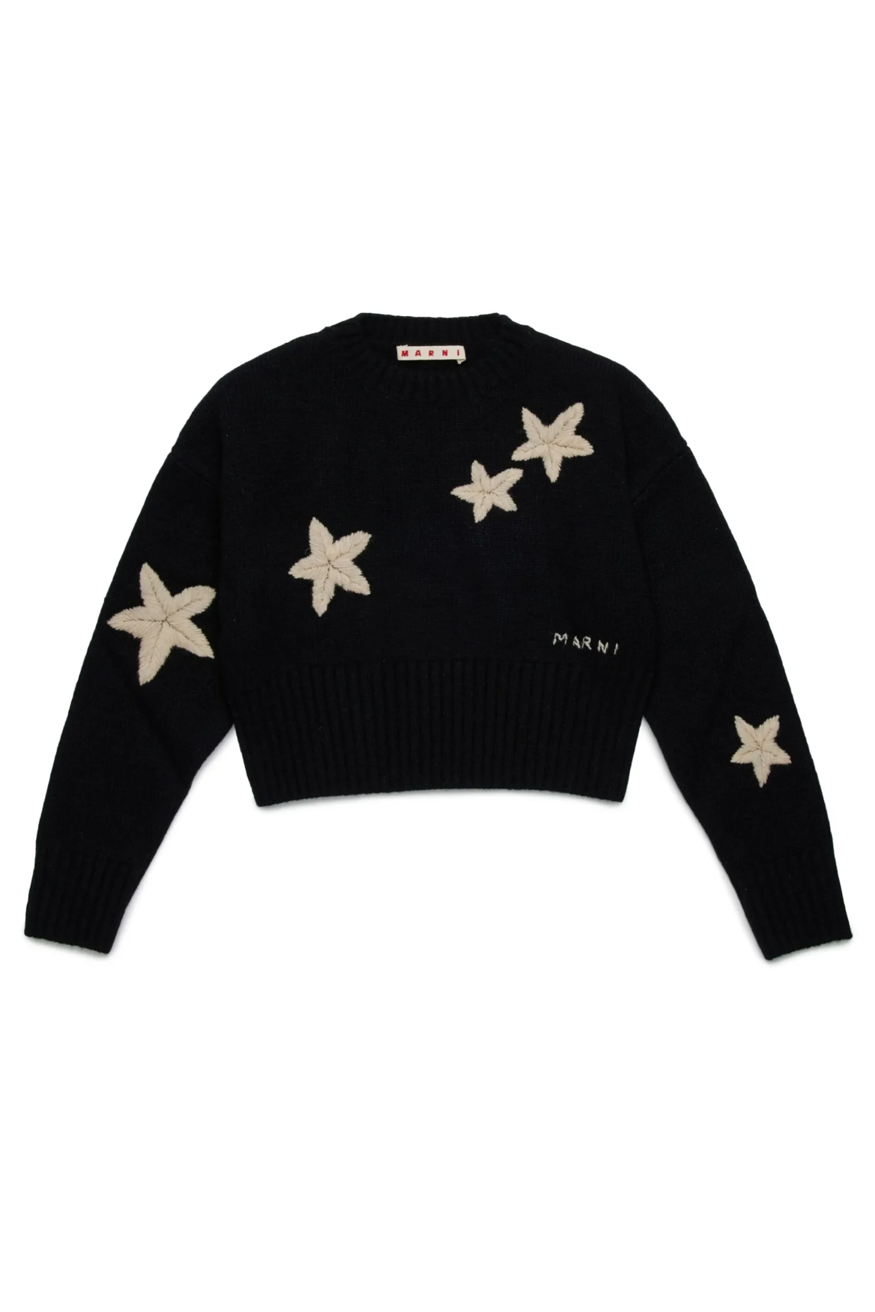 Knitwear>MARNI Wool-blend pullover with stars black