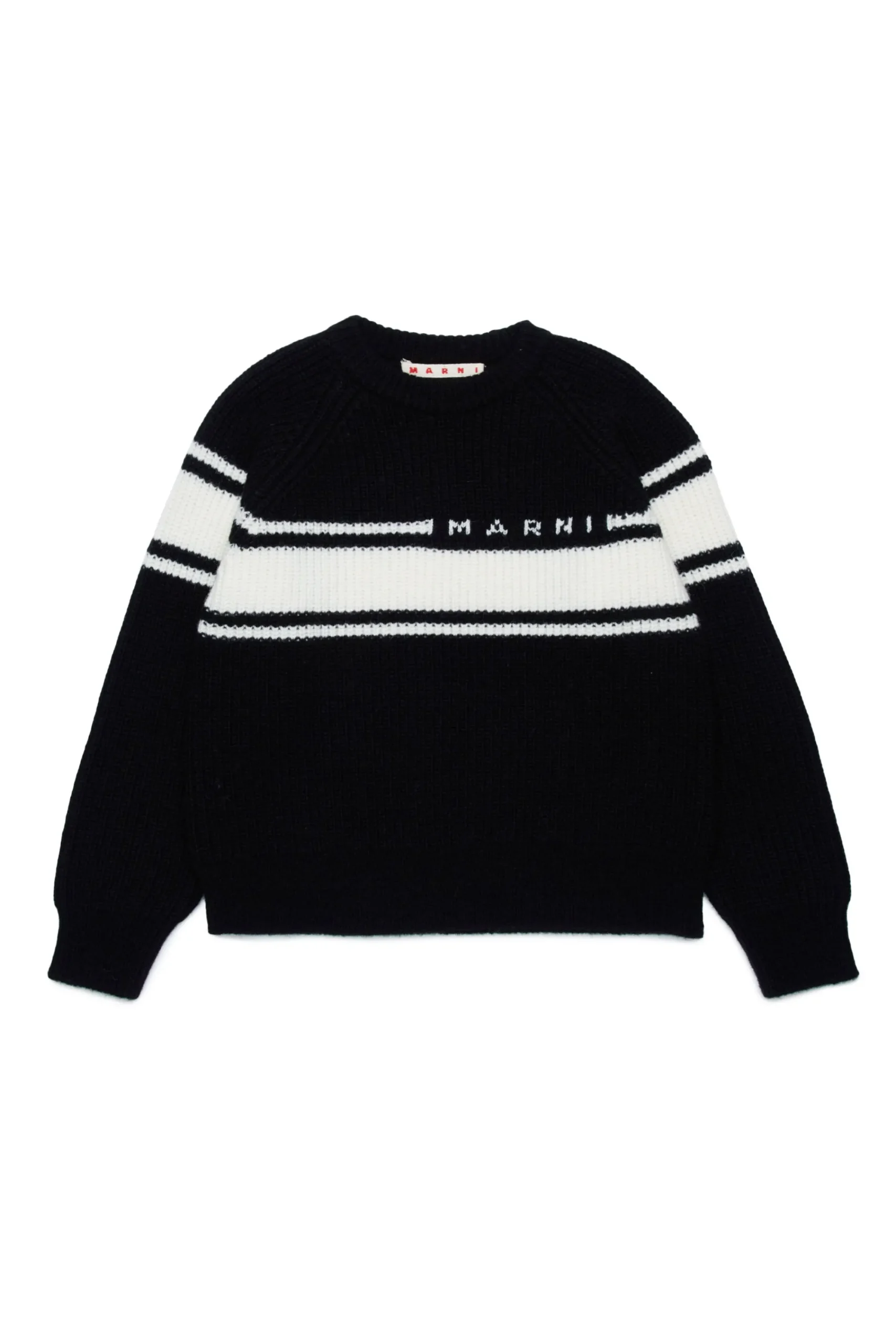 Knitwear | Knitwear>MARNI Wool-blend pullover with stripes black
