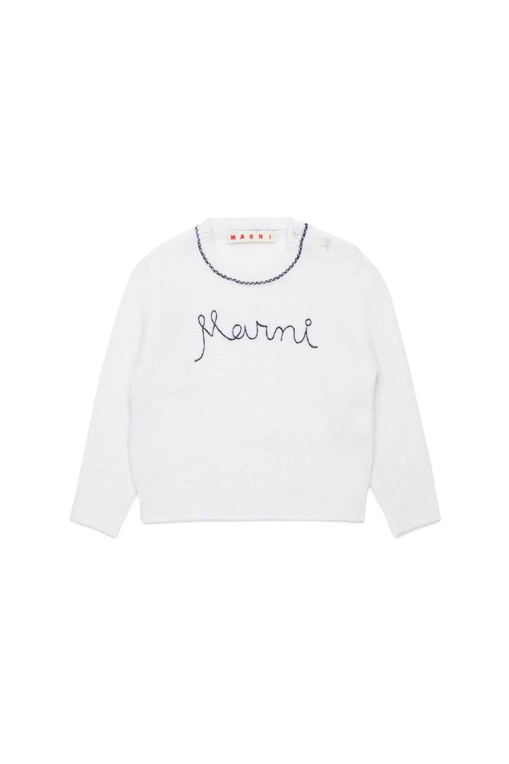 Knitwear>MARNI Wool-cashmere blend crew-neck sweater natural white