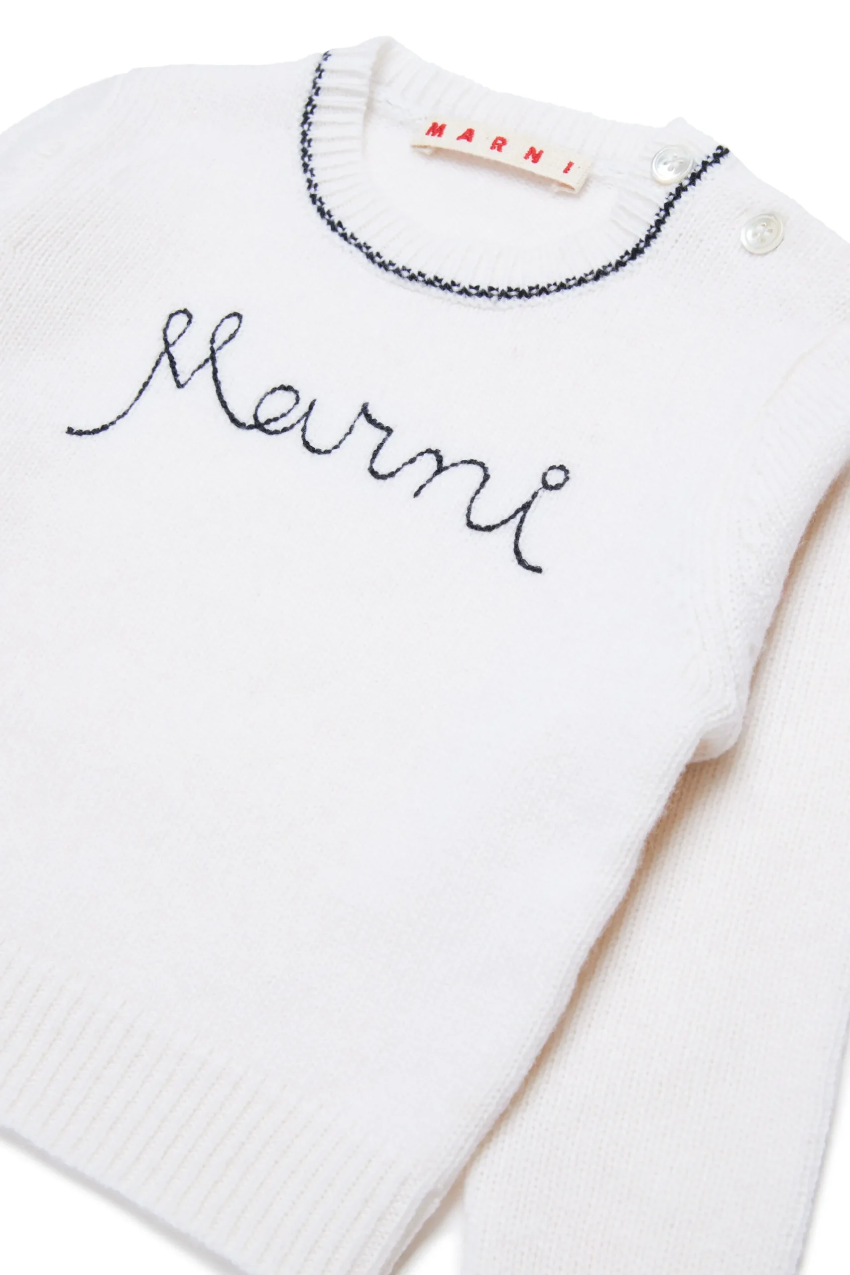 Knitwear>MARNI Wool-cashmere blend crew-neck sweater natural white