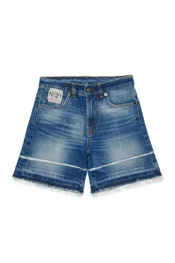 Shorts | Shorts>N°21 Worn-effect denim shorts blue denim