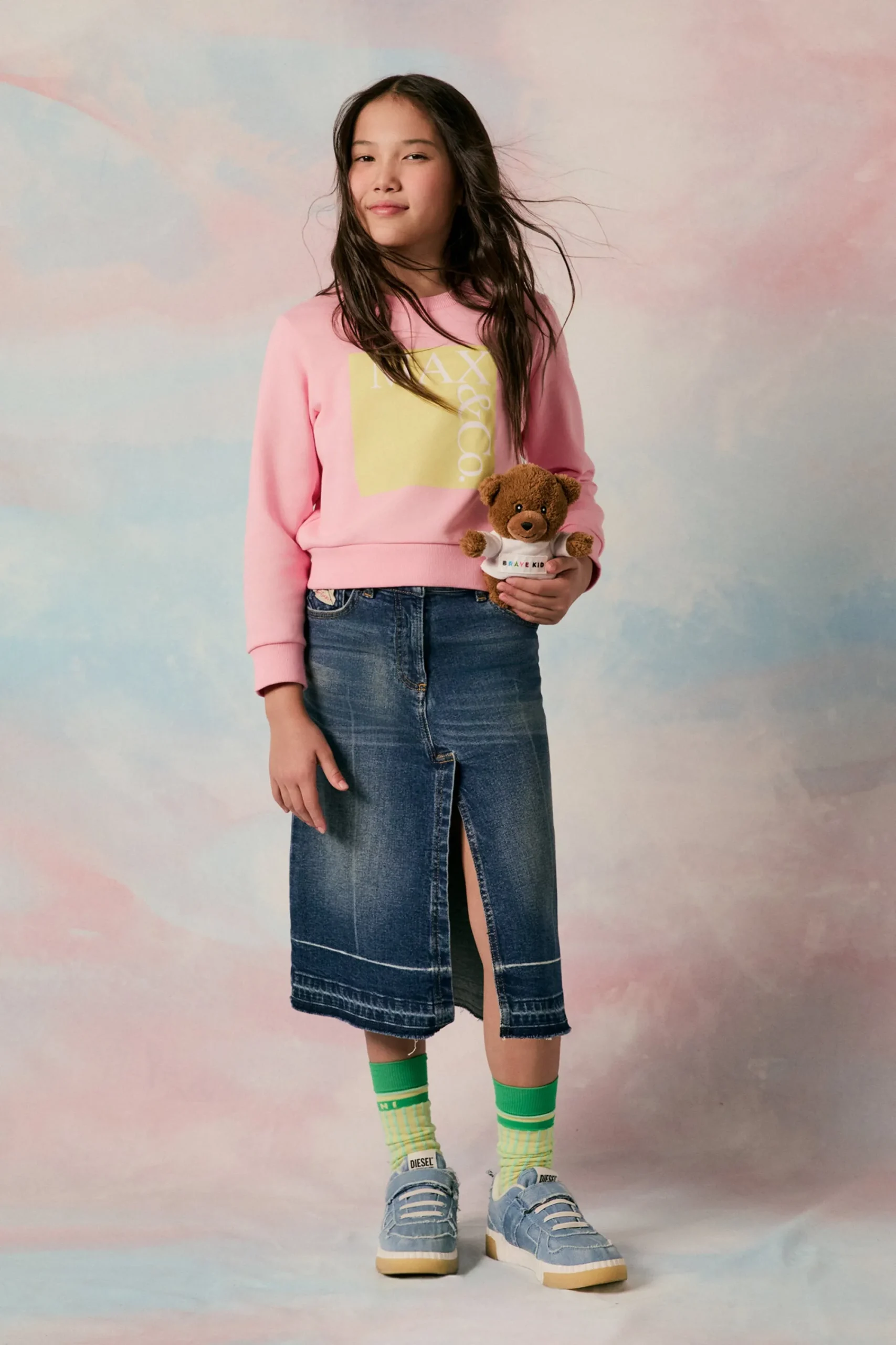 Skirts>N°21 Worn-effect denim skirt blue denim