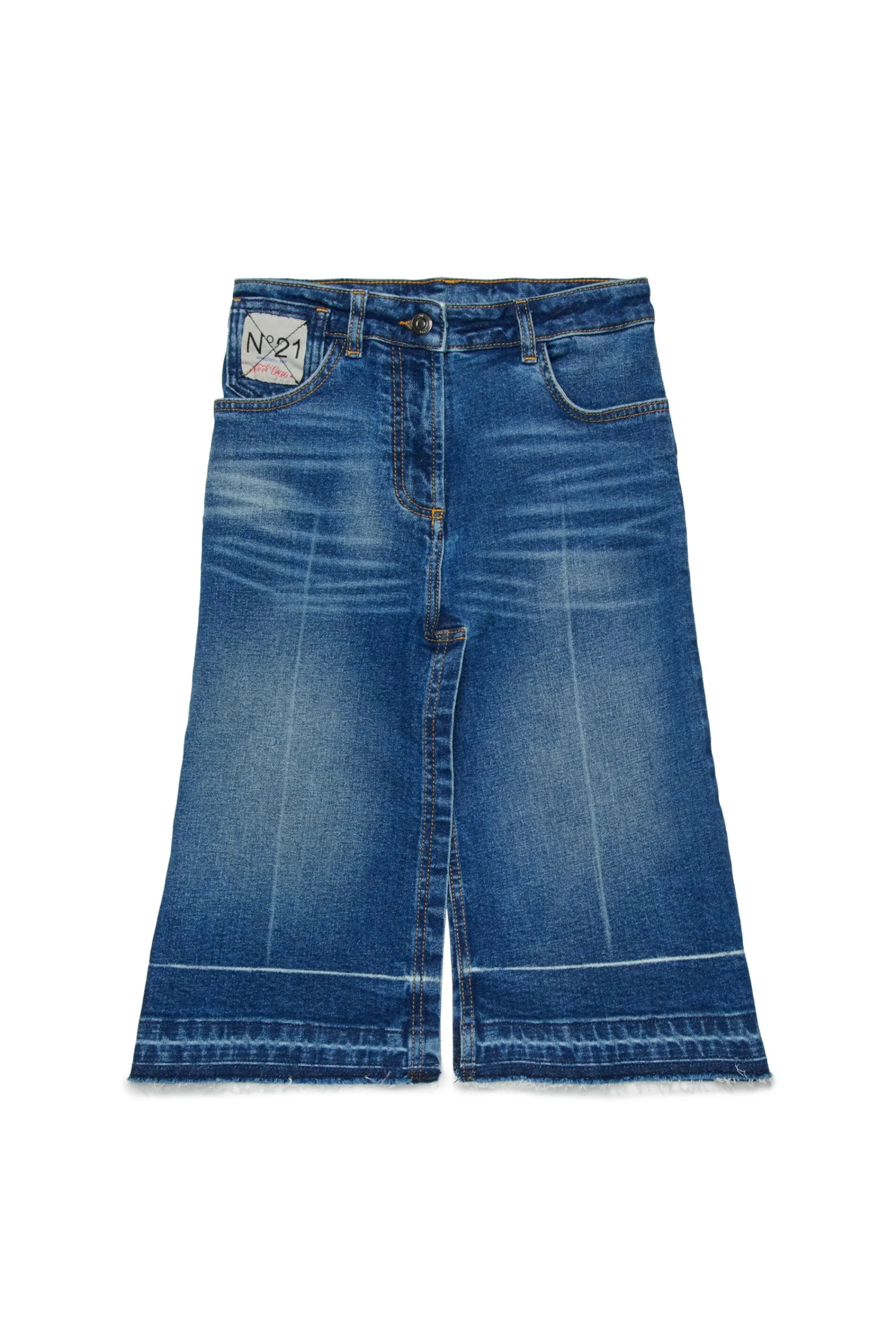Skirts>N°21 Worn-effect denim skirt blue denim