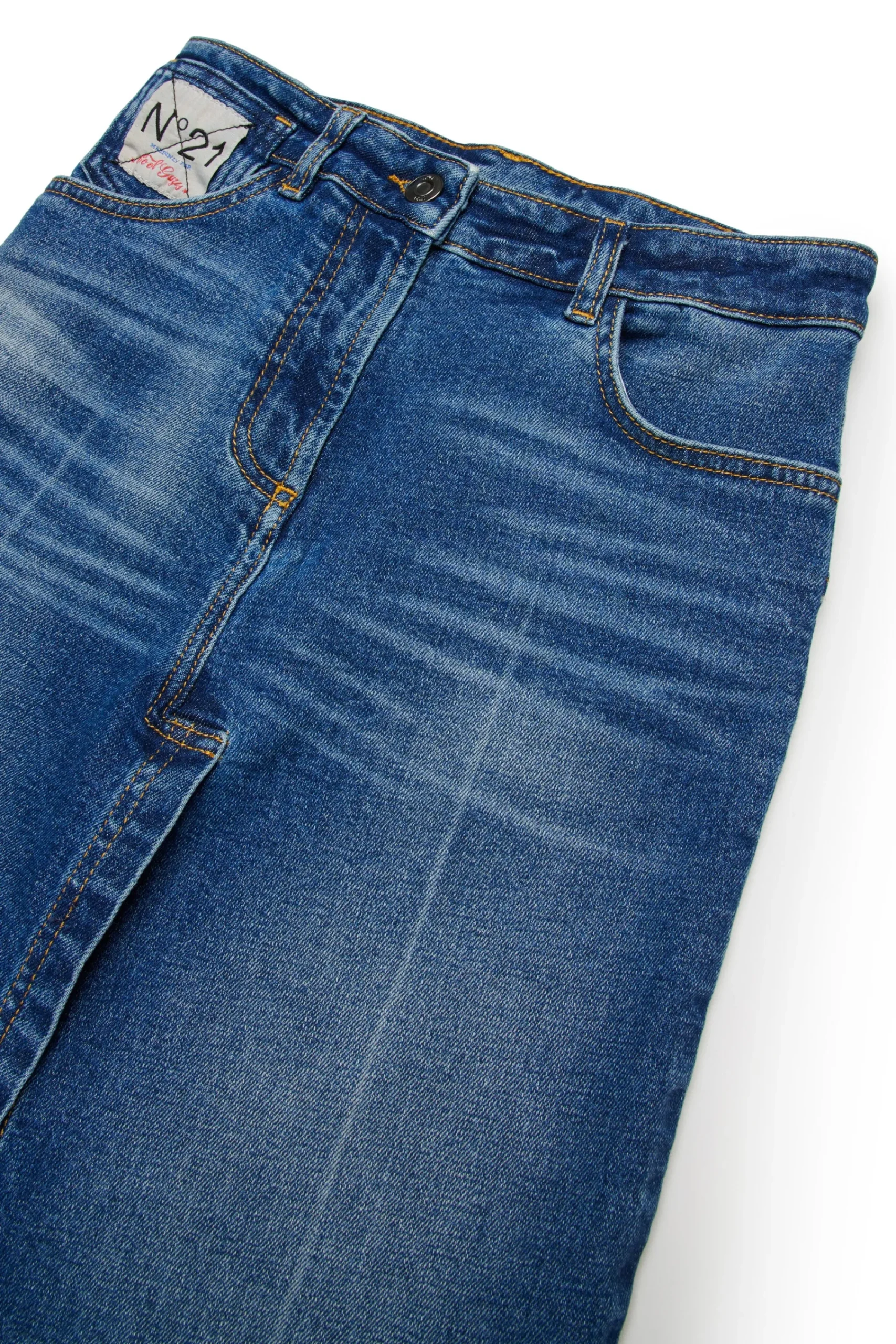 Skirts>N°21 Worn-effect denim skirt blue denim