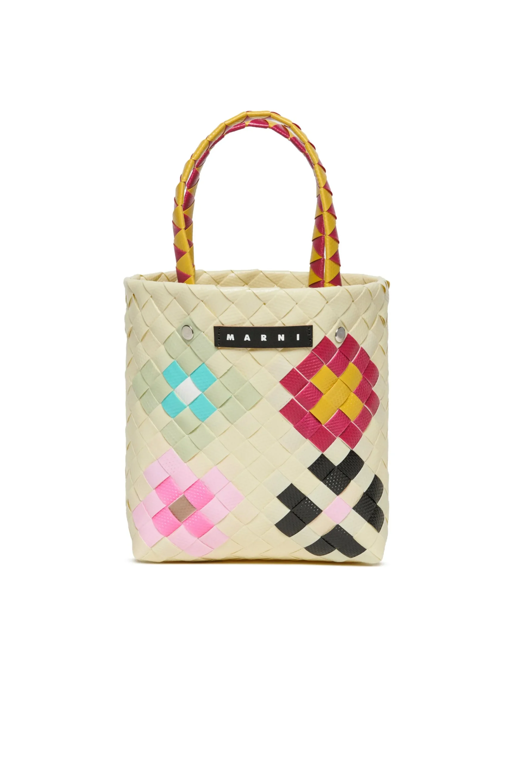 Bags And Backpacks>MARNI Woven Blossom Macro bag natural beige