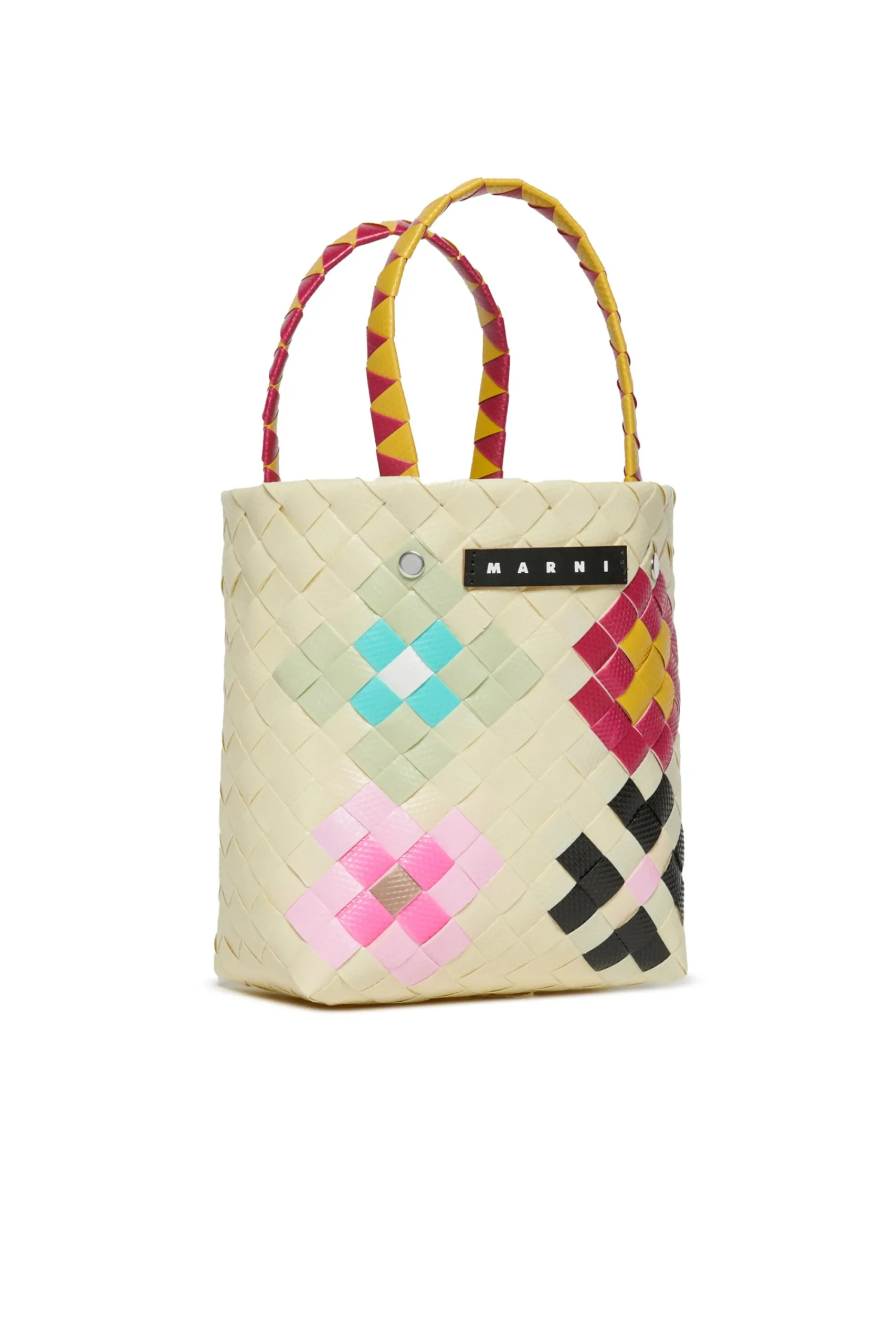 Bags And Backpacks>MARNI Woven Blossom Macro bag natural beige