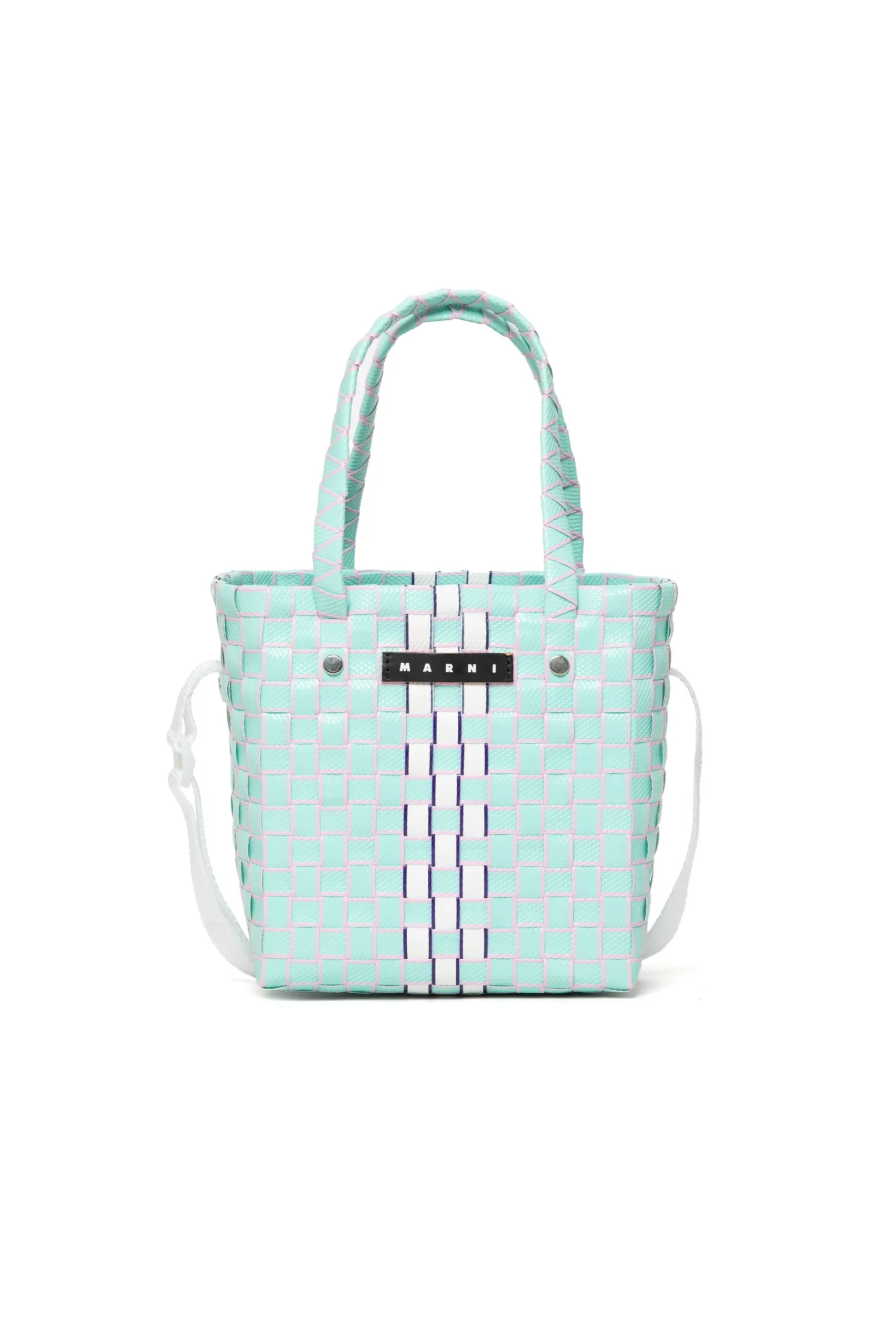 Bags And Backpacks>MARNI Woven Box Basket bag turquoise